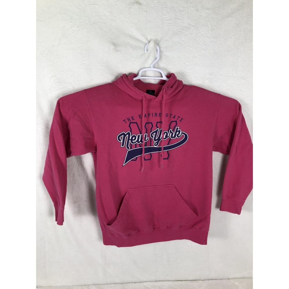 Point Sportswear Hoodie Womens Medium Pink Pullover Fleece New York Graphic